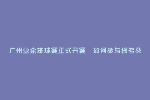 广州业余排球赛正式开赛(如何参与报名及赛程安排)